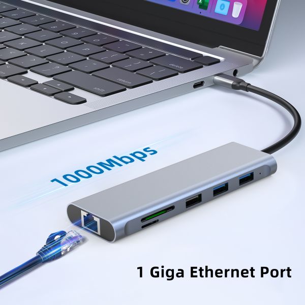 Type C Usb Multi Port Hub USB Type-C Adapter Featuring USB 3.0 Ports And RU6A-H2