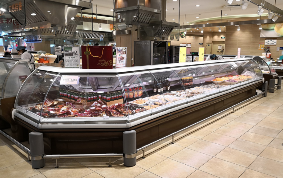 Stainless Steel Double Door Fridge Freezer With Lift-Up Front Curved Glass Door