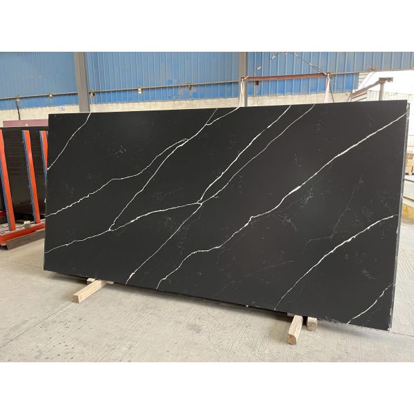 White Vein Calacatta Quartz Stone Black Marble Slab Counter Top Countertop For Kitchen Countertop