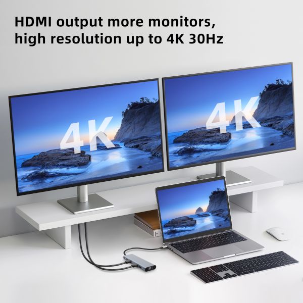 Type C Usb Multi Port Hub USB Type-C Adapter Featuring USB 3.0 Ports And RU6A-H2