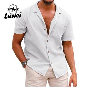 Cheap Button Collar Men Casual Shirts Single Breasted Retro Slim Full Plus Size wholesale
