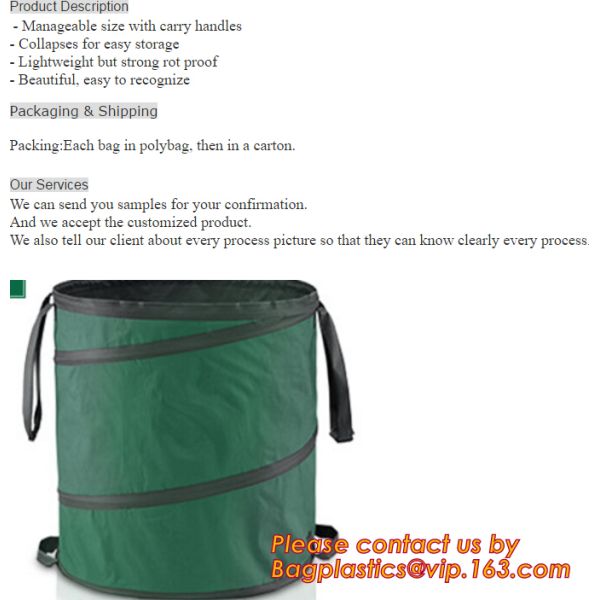 Reusable Gardening Bag with Lid Pop Up Bag, Pop Up Garden Bags for Leaf, Garden Bags, Reusable Heavy Duty Gardening Bag