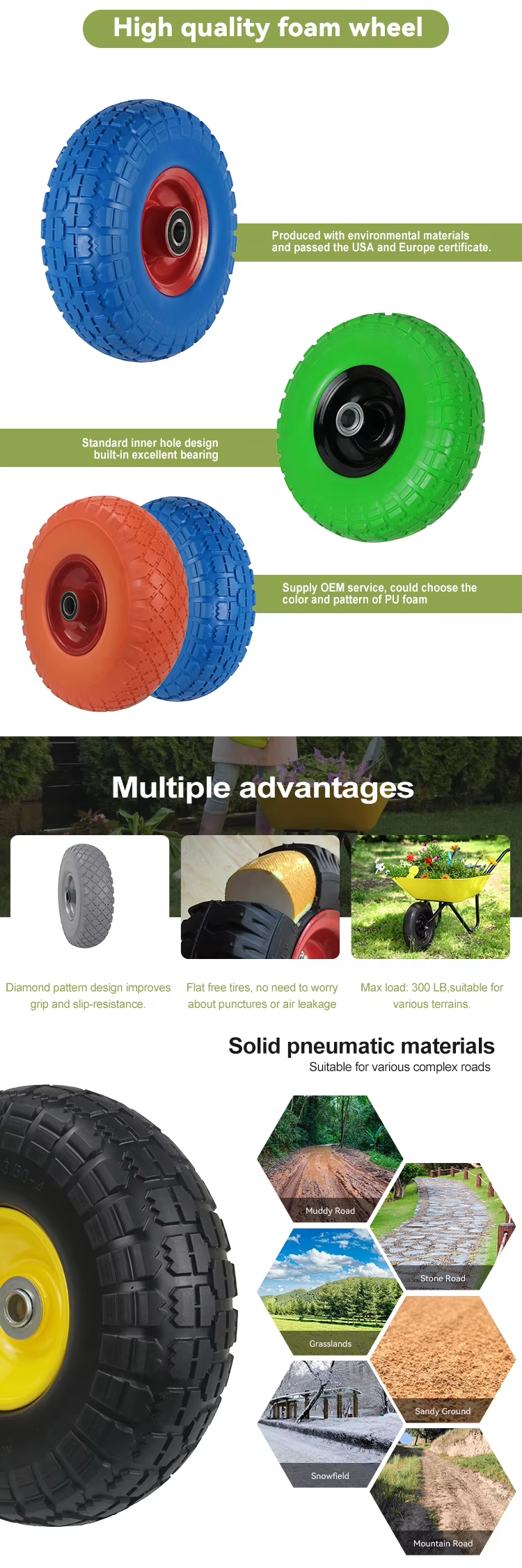 8 10 12 13 16 Inch Low Price Hand Truck Tire Trolley Tire Inflatable Pneumatic Rubber Wheels