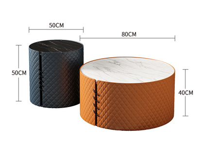 Round Hotel Coffee Tables Italian Style Light Luxurious PU Finish Tea Table
