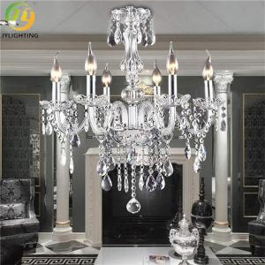 Cheap E14 Tiered Crystal Candle Chandelier Indoor Metal Chrome wholesale