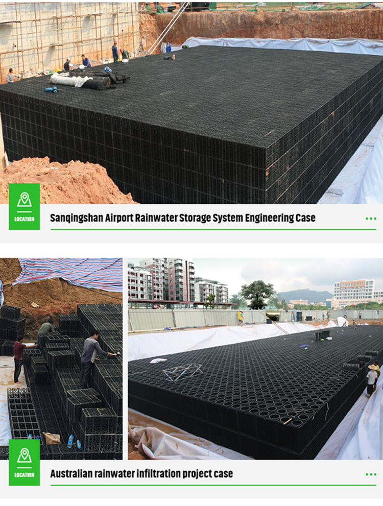 Black Stormwater Infiltration Tank for Low-Maintenance Underground Water Treatment