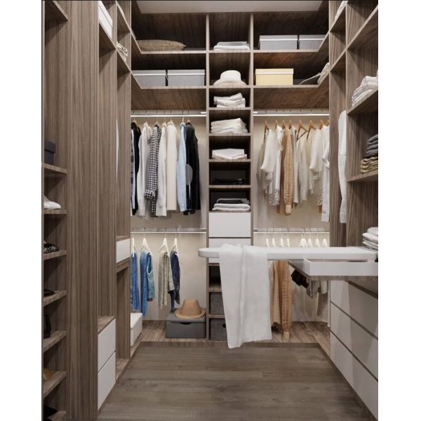 Aluminum Glass Door Walk In Wardrobe Cabinets With Hanging Place and Mirror