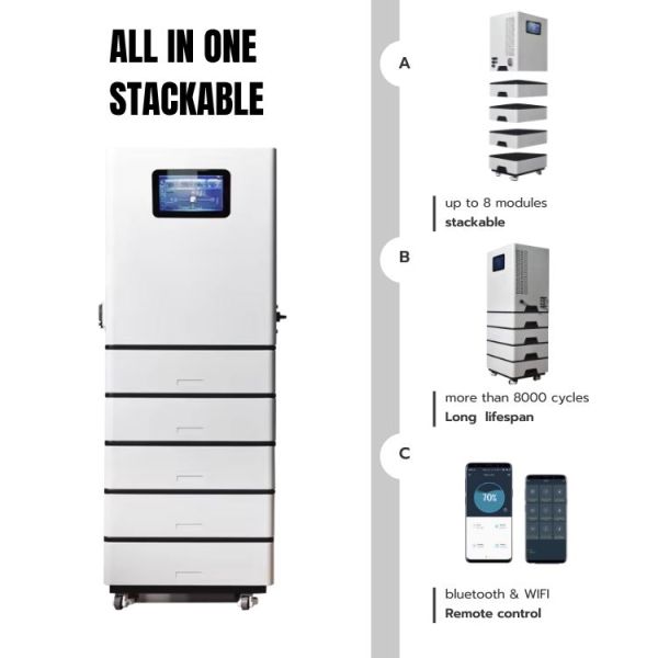 15kwh All In One Home Battery Storage System Stackable Solar Battery Long Lifespan