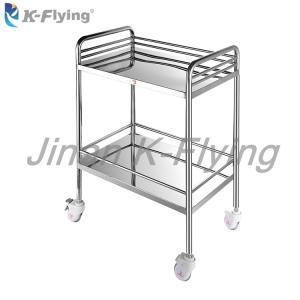 Cheap 2 Layers Stainless Steel Movable Hospital Instrument Medical Trolley Cart wholesale