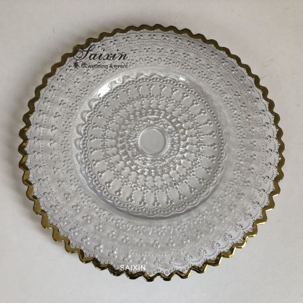 Luxury Black Charger Plates Wedding Tableware Rhomboid Glass 32cm