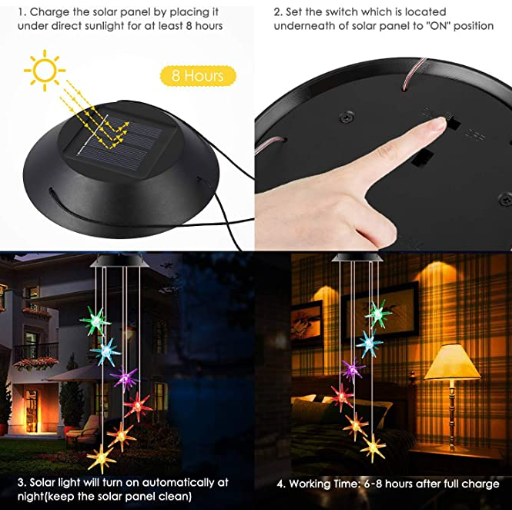 2V 100mA Color Changing Solar Wind Chime Lights