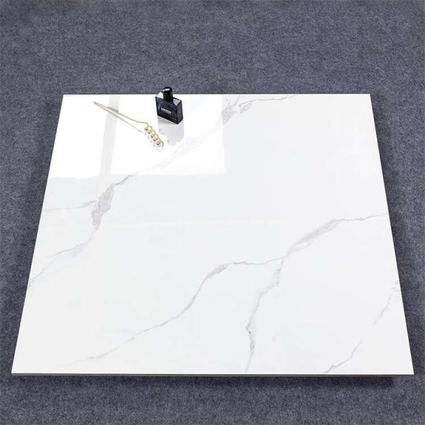 Glazed Polished White Marble Floor Tiles Heat Insulation