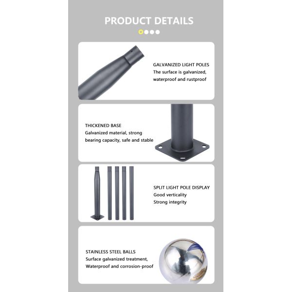 Metal Galvanized Solar Street Light Pole 15m Used For Outdoor In Smart Cities