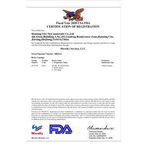 Haining Yiyi New materials Co. ,Ltd Certifications