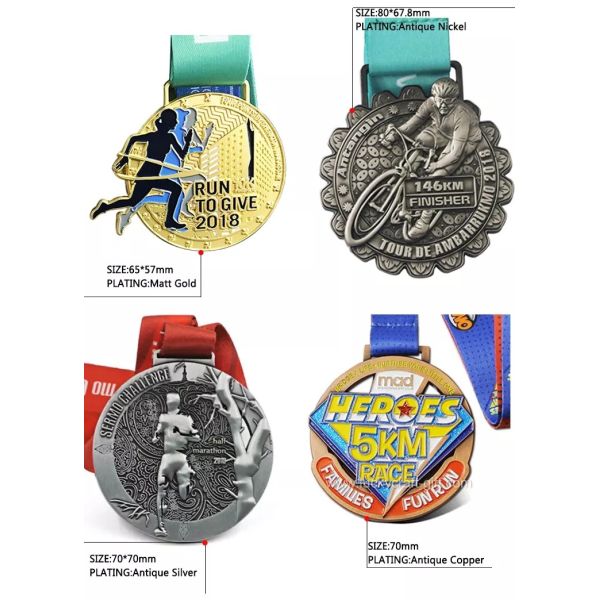 Design your own sport marathon running finisher Zinc alloy medal with lanyard