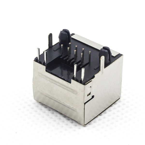 8 Pins 8 Contacts RJ45 PCB Connector With Shied And Leds Tab-up Side Entry TM5JA811EX311