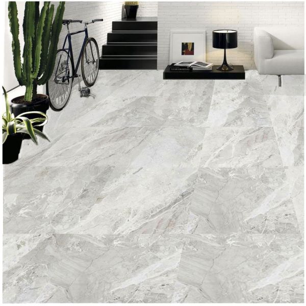 Polished Glazed Full Body Porcelain Floor Tile 600x1200mm Light Grey Color
