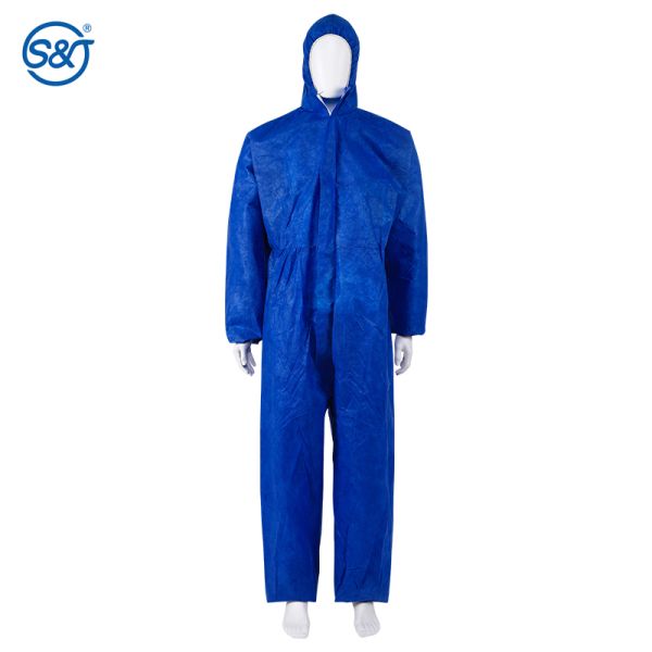 S&J Disposable SMS Coverall Nonwoven 3layer Head to Ankle Protection Elastic Hood, Waist and Ankles Front Zipper Premium Quality