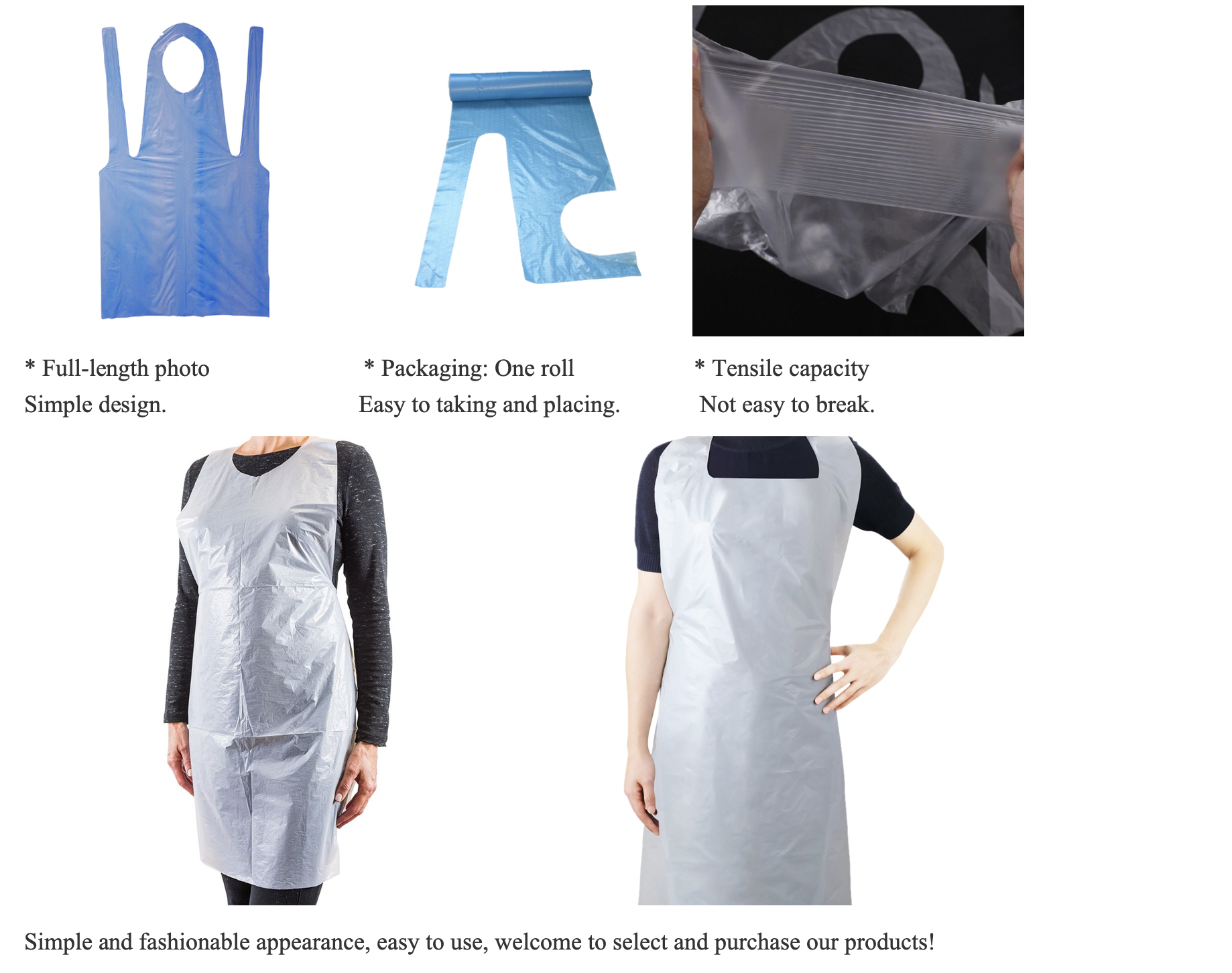 Customized Bulk Pack Disposable Polyethylene Apron With Smooth Surface