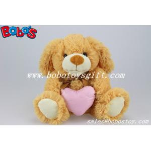 China Brown Dog Stuffed Animal Toy With Pink Heart Pillow on sale