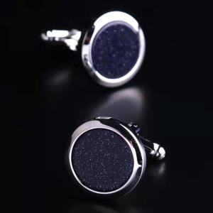 Cheap Alloy Mens Silver Cufflinks Embedding Glittering Pink Blue Acrylic OEM wholesale