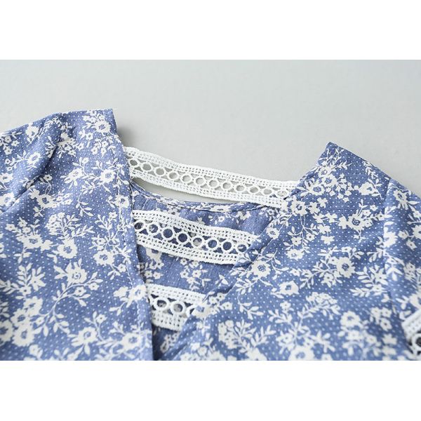 Summer Children'S Clothing Girls' Cotton Printed Floral Dress Girls Lace Dress