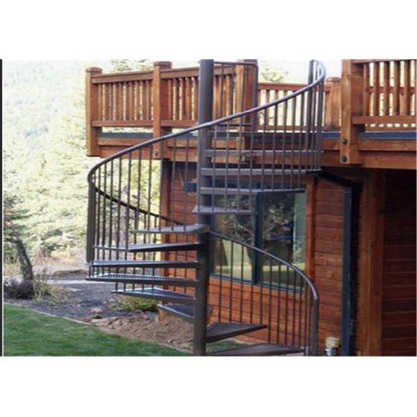 Home Decoration Walnut Wooden Spiral Staircase With Cable Railing , Uninterrupted View