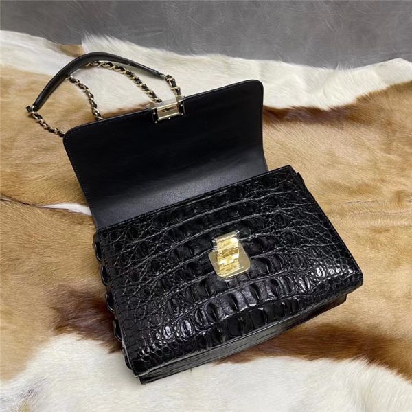 Authentic Crocodile Skin Women Small Flap Purse Genuine Alligator Leather Lady Chain Bag Female Single Shoulder Bag