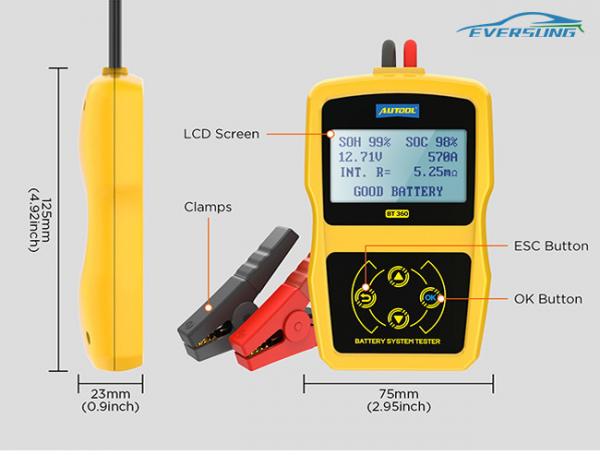 CE Car Diagnostic Tester BT360 12V Digital Automotive Battery Tester Analyzer
