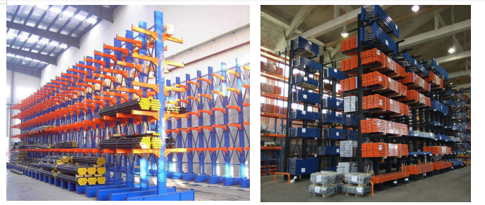 Q235 Q355 Steel Cantilever Storage Racks With Galvanized Or Powder Coating Surface