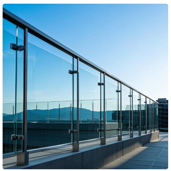 Modern Aluminum Glass Balcony Railing Weatherproof Indoor Outdoor