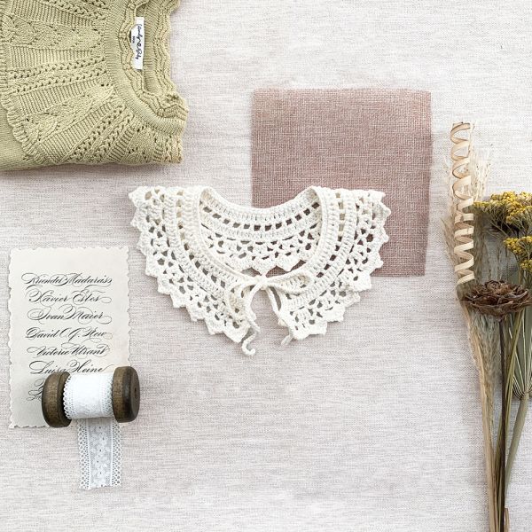 Y-F Designer Baby Girls Lotus Leaf Collar Cotton Lace Hand Crochet Hook Flower Cervical Fake Collar