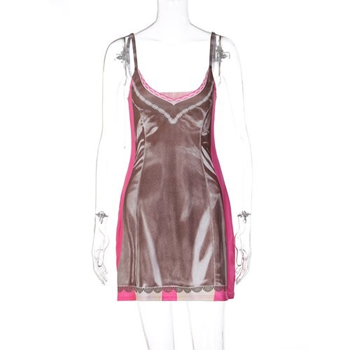 OEM maufactoryEuropean and American cross -border fashion printing new dress sexy V -neck loose street style skirt women