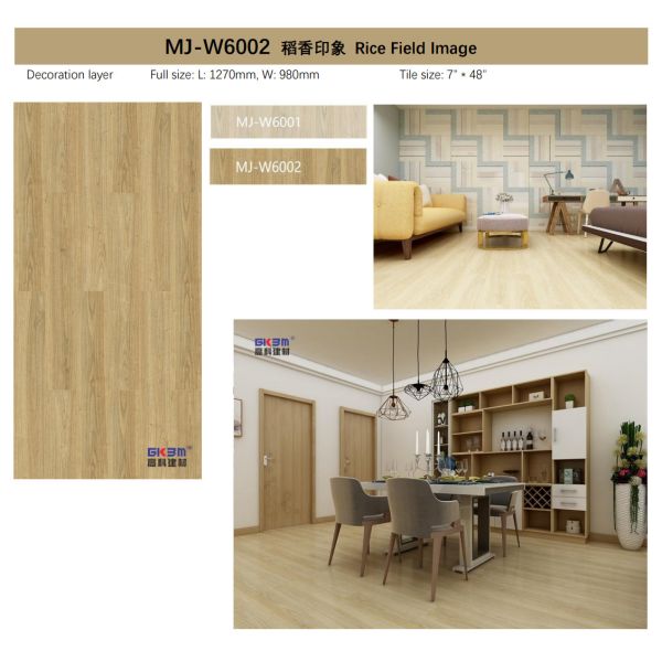 GKBM Greenpy MJ-W6002 SPC Flooring 5mm Stone Polymer Composite Rice Paddy Impression Click