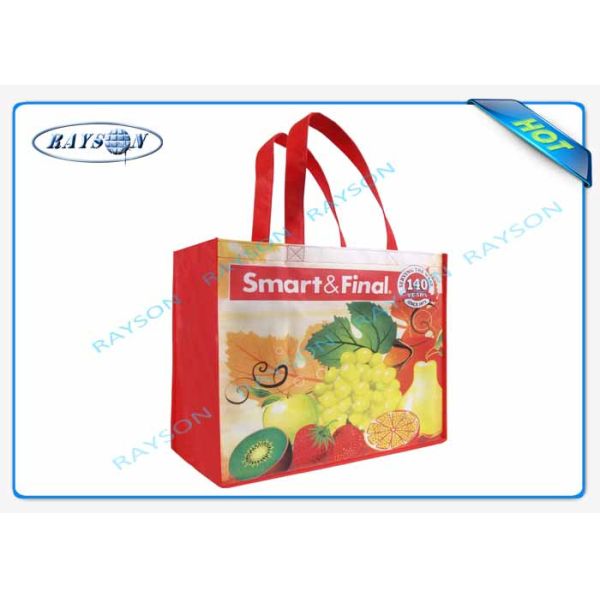 Durable And Recycle Pp Non Woven Fabric Bags With Logo Priniting , Tote Bag With Long Handle
