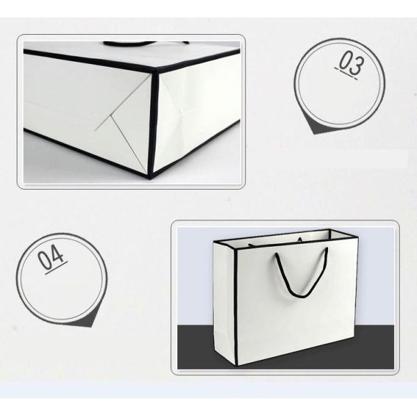 Boutique Wedding Premium Fashionable Grey Tote Shopping Paper Bags Luxury Reusable Cotton Handles for Clothes/Jewelry