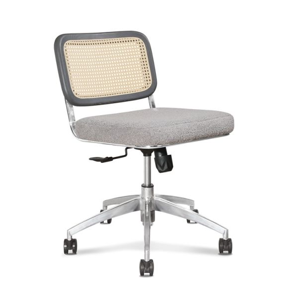 Executive Rattan Office Chairs 29 Cm Back Wooden Grey With Lumbar Support 83cm