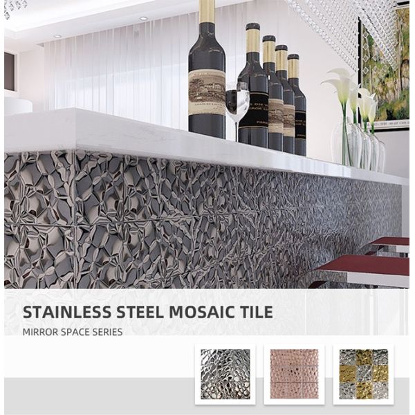 48mmx48mm Metal Mosaic Tile 304 Double Color Mirror Stamped Mosaic Stainless Steel Tiles