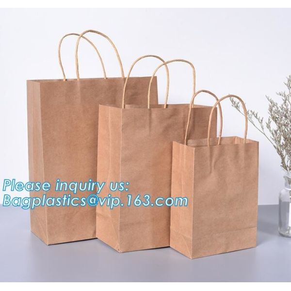 Eco Retail Packaging Recyclable Kraft Paper Gift Bags Natural Tote Retail, Party, Craft, Gifts, Wedding, Recycled, Bus