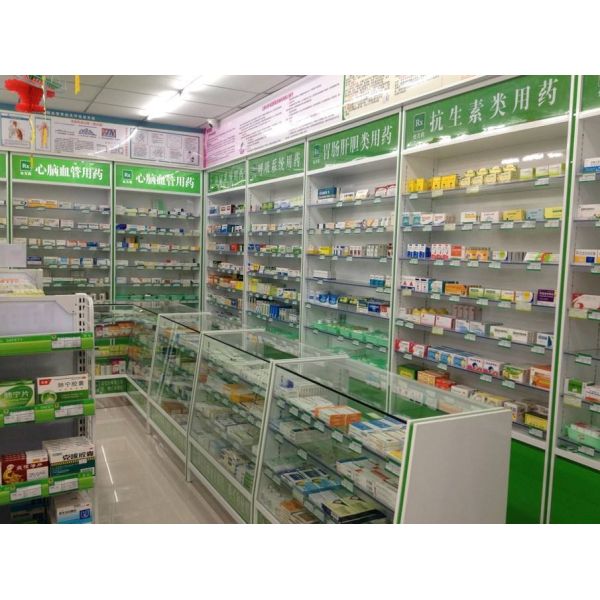 Environmental Pharmacy Display Stands / 4 Layers Lockable Glass Display Case