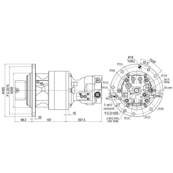 Red Hydraulic Swing Motor Slewing motor SM60-07 for Kobelco SK60-7 Excavator
