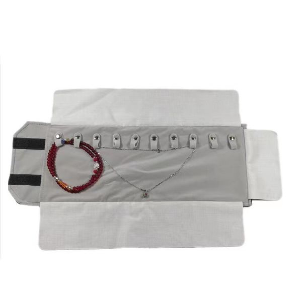 Custom Size PU Travel Jewelry Organizer Roll 8.1''*0.8''*5.9''