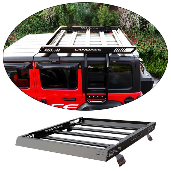 Landace Car Roof Cargo Carrier Aluminium Roof Basket Rack With Side Ladder