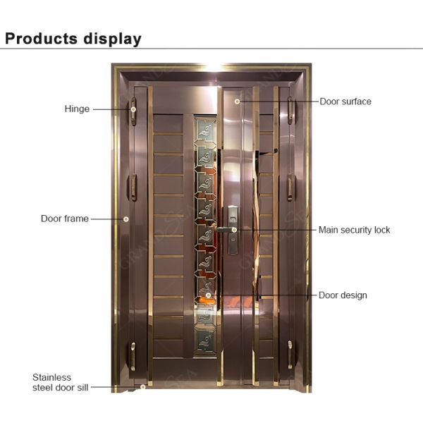GRANDSEA Modern Pure White Color Warm Cream Style House Main Front High Security Stainless Steel Entry Door