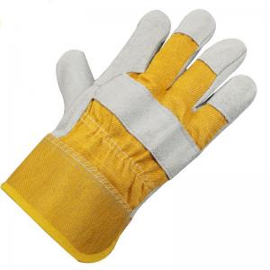 Cheap Stripe Back Grain Leather Work Gloves Cuff Patched CE EN388 wholesale