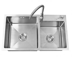 Cheap R10 Two Basin Stainless Steel Apron Sink Handmade Sink Bowl 3.5mm wholesale