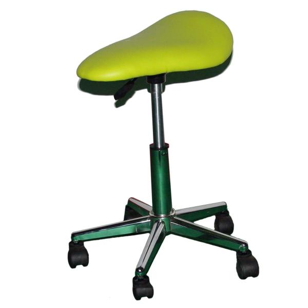 Green Saddle Office Chair For Hair Cutting , Pu Leather Saddle Seat Stool