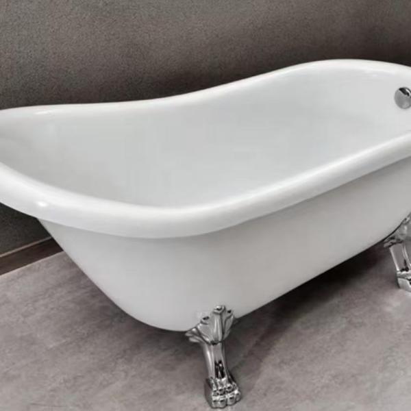 Freestanding White Fiberglass Slipper Tub 4 Claw Foot Acrylic Slipper Clawfoot Tub