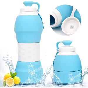 Cheap 580ml Collapsible Silicone Water Bottle BPA-Free Foldable 78x220mm TSA wholesale
