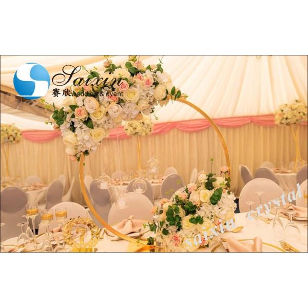 Crystal Gold Flower Vase Metal Stand For Living Room Wedding Table Decoration